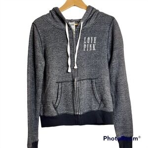 Pink Women's Hoodie Zipper Up Front Logo Size Small